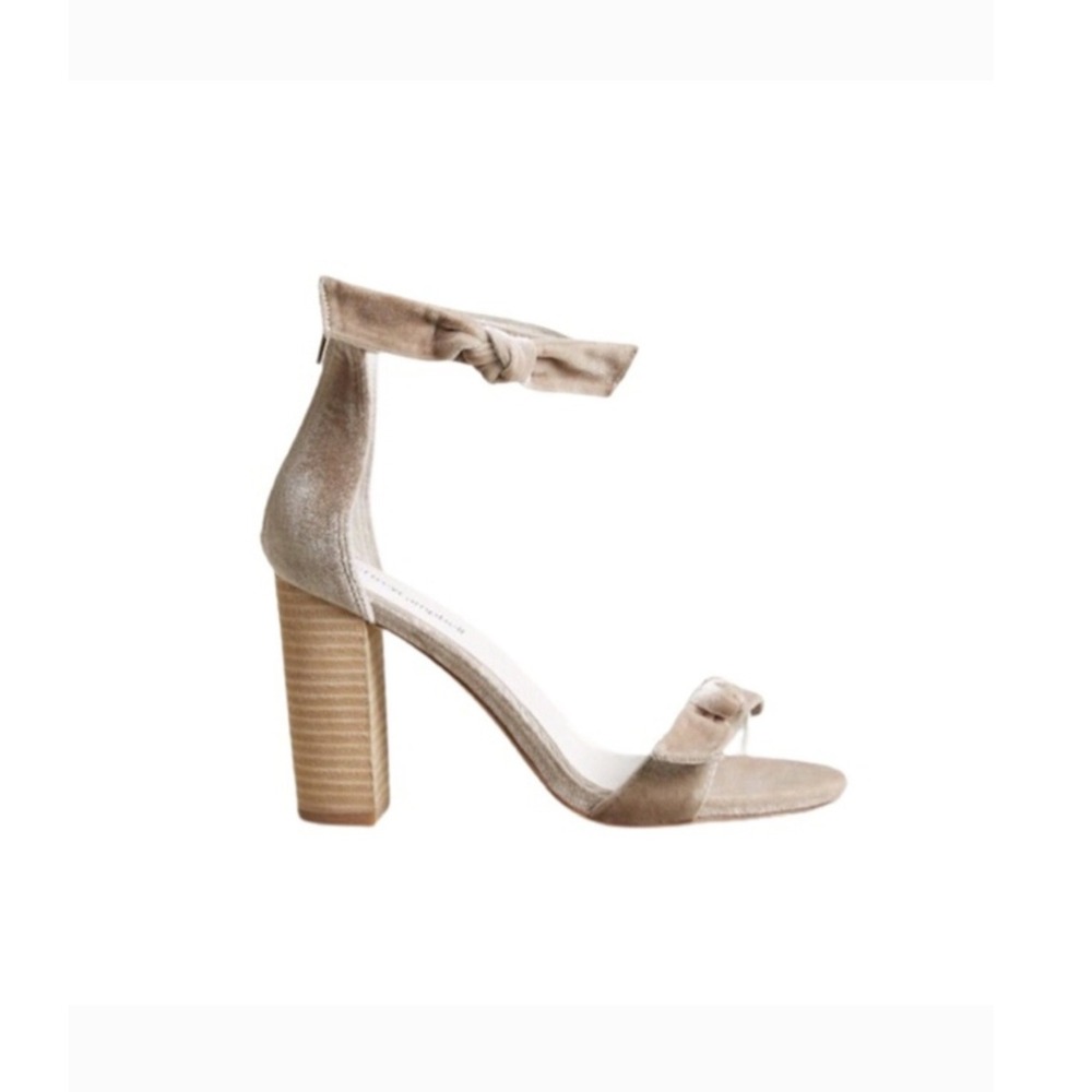 Jeffrey Campbell Women's Heels Sandals Velvet Ankle Strap Beige Size 8.5‎